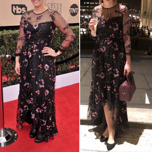 NEW Shoshanna Midnight Floral Embroidered Gown 8 - Picture 3 of 8